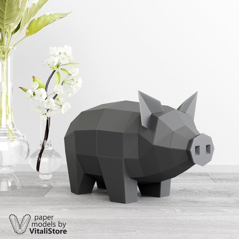 Paper Craft Pig Papercraft Pig Decor 3d Papercraft Pdf Etsy