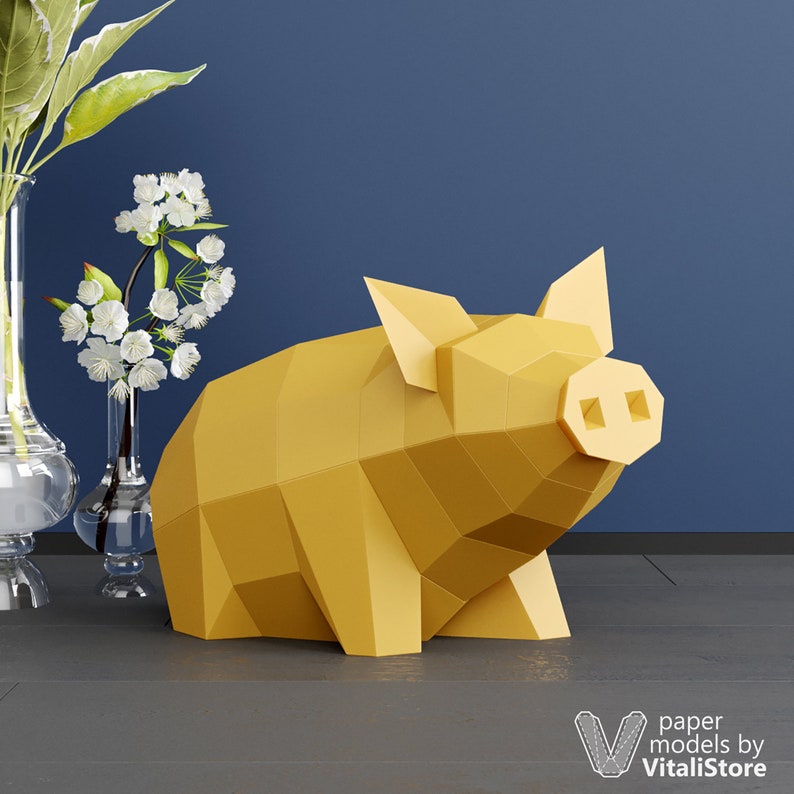 3D Papercraft Pig Paper Craft Pig 3D Paper Sculpture Etsy