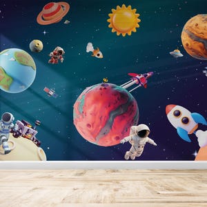 Carta da parati personalizzata 3D con spazio cartoon