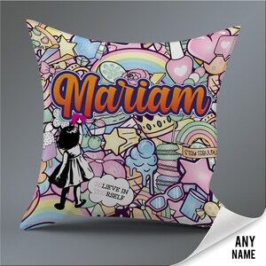 Personalised Abstract Pastel Girls Graffiti pillow cushion