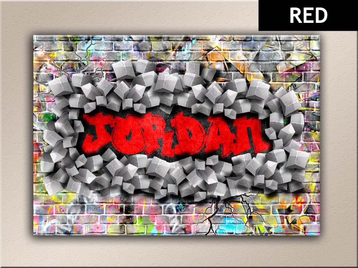 Personalised Graffiti Broken Brick Wall Canvas Etsy UK