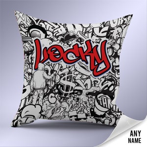 Personalised Abstract White Graffiti pillow cushion