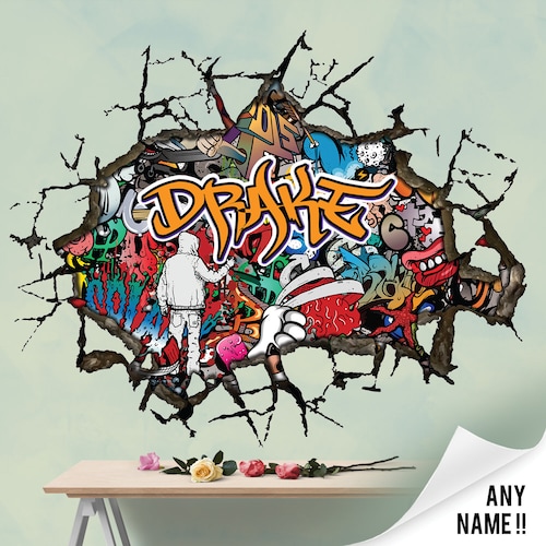 Graffiti Wall Decal Street Art 3D Smashed Wall Art Sticker Etsy