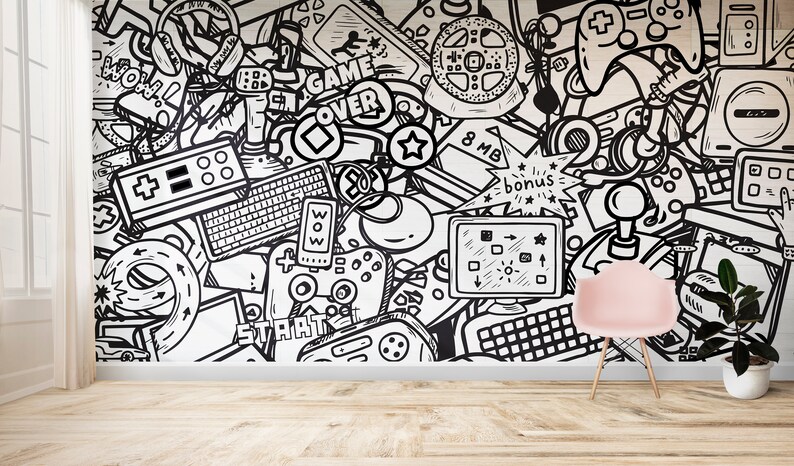 Peel & Stick Gaming Abstract Wallpaper | Etsy UK