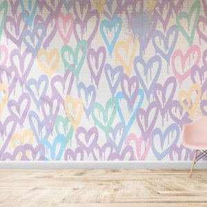 Hand Drawn Hearts Pastel Wallpaper