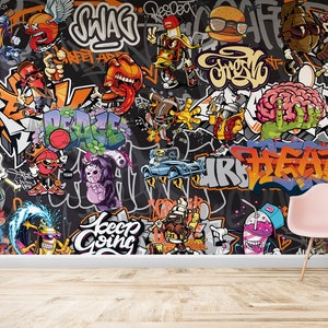 Orange Graffiti Character Wallpaper