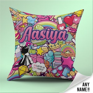Personalised Abstract Girls Graffiti pillow cushion