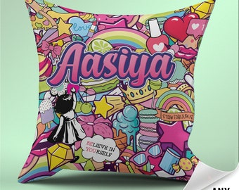 Personalised Abstract Girls Graffiti pillow cushion