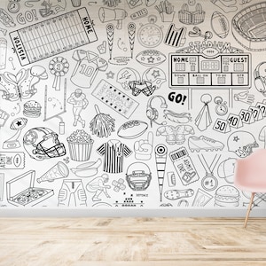 Sfondo di cartone animato di football americano bianco Doodle