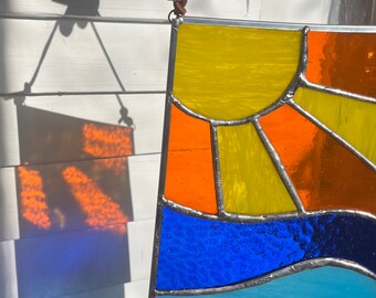 Sun and Sea Stained Glass Panel