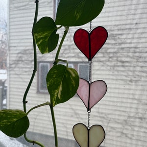 Hanging hearts stained glass