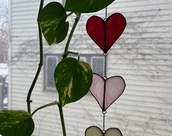 Hanging hearts stained glass