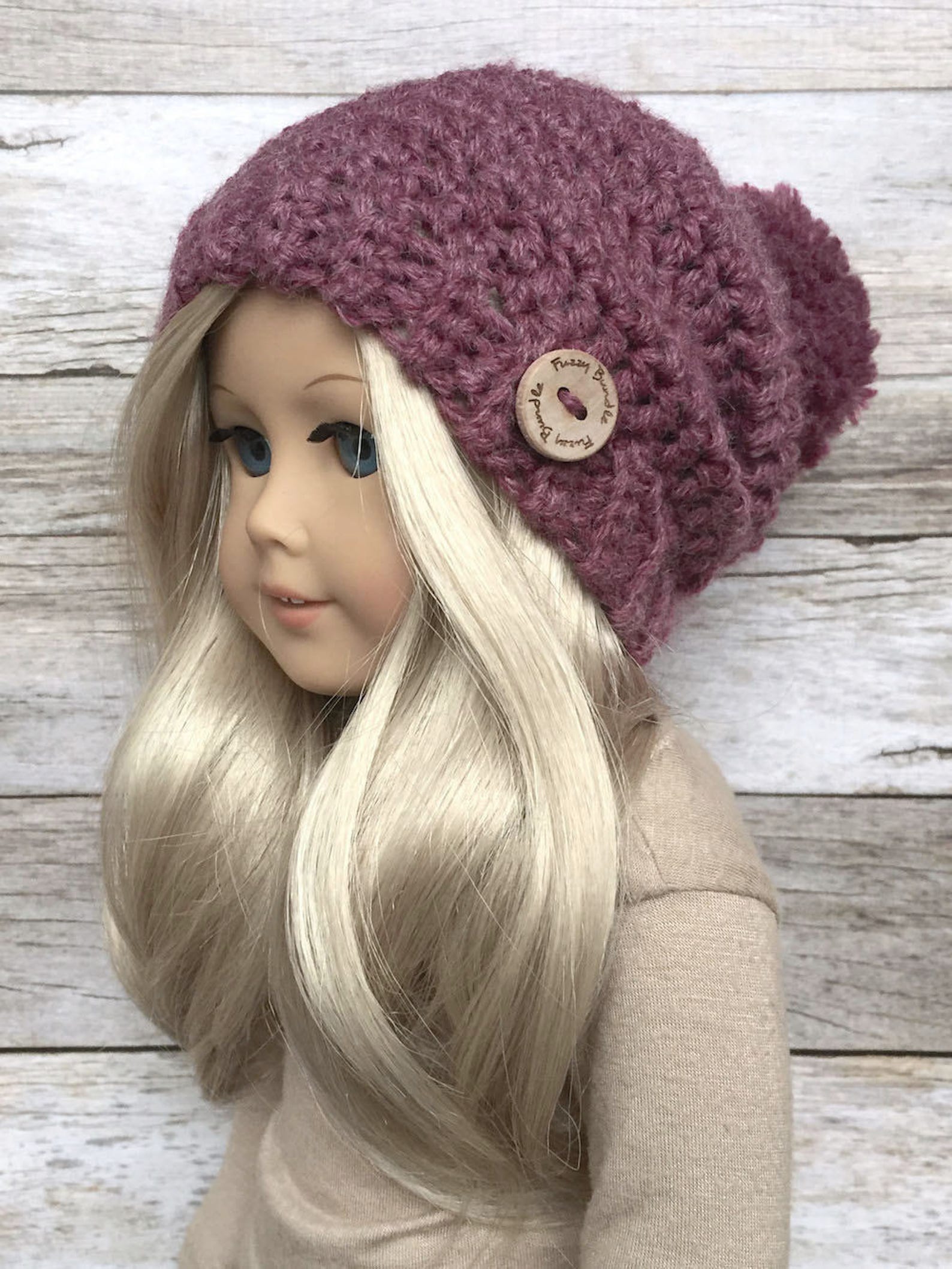 DIY Crochet Pattern 18 inch Doll Slouchy Pom Beanie/Hat PDF Etsy