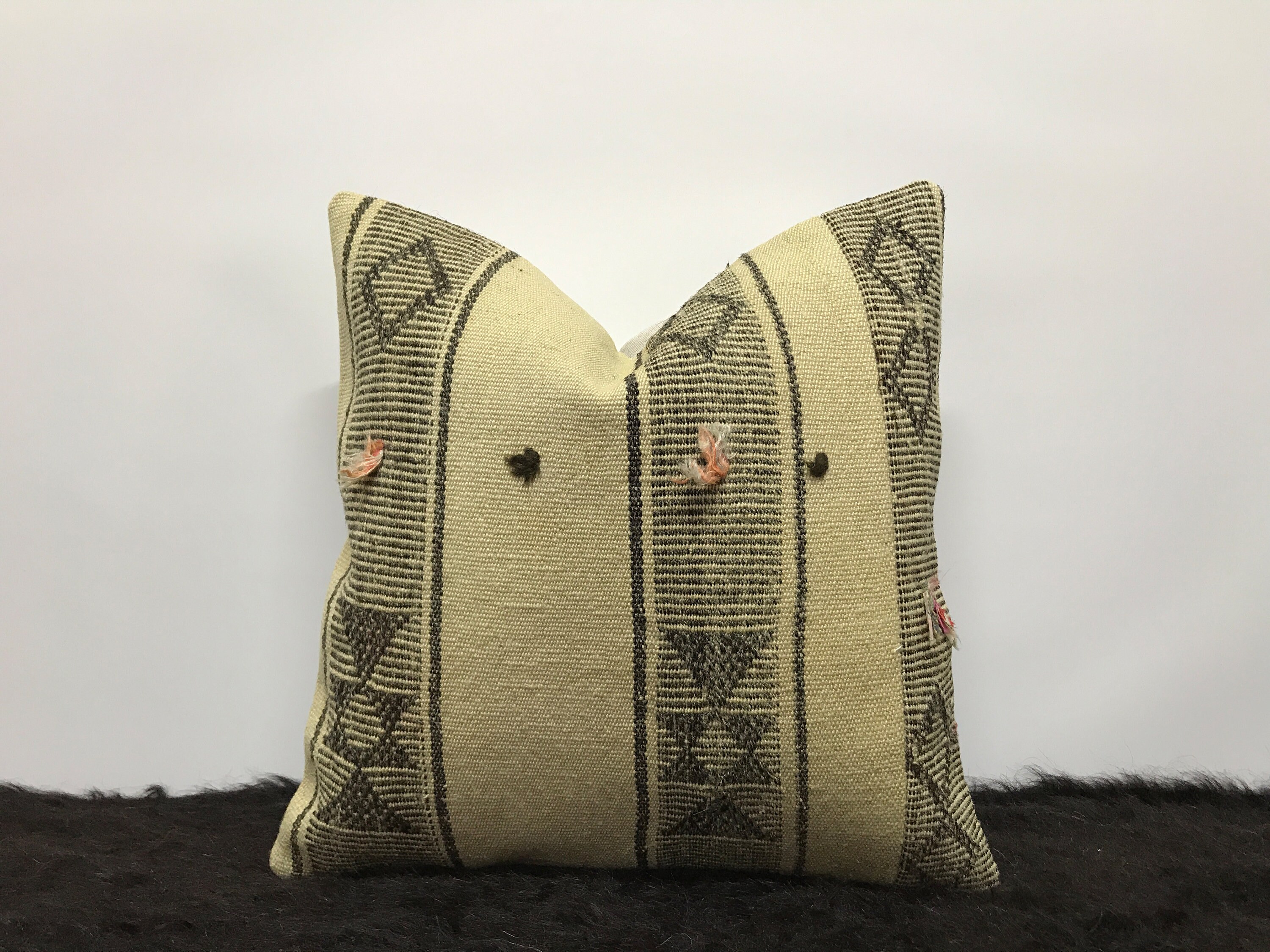 Cream White Natural Tassel Kilim Pillow Etsy UK