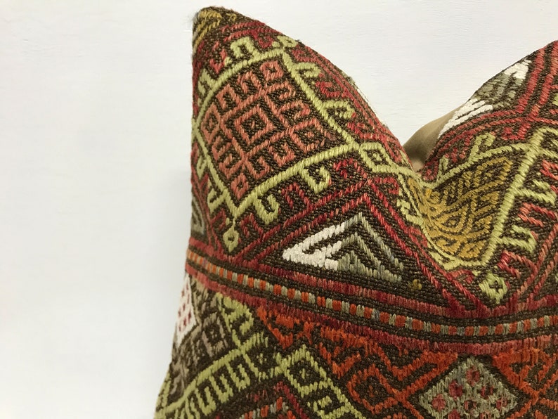Natural Pillow Cushion Cover Handwoven Pillow Turkish Kilim Pillow Kilim Cushion Bohemian Kilim Pillow 16x16inches 40x40cm
