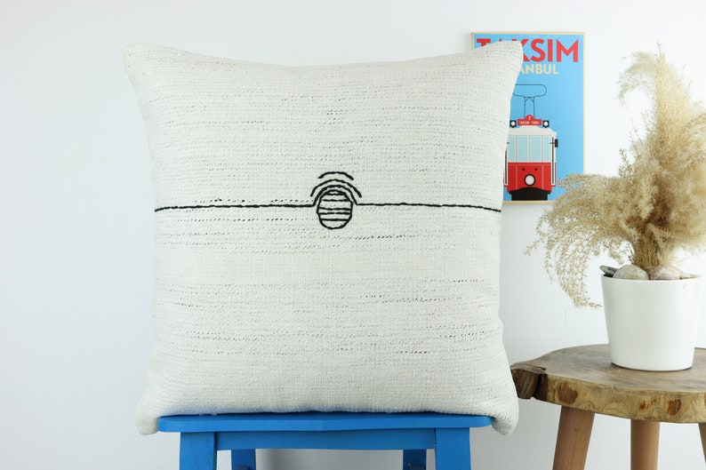 White Kilim Pillow Kilim Pillow 20x20inch 50x50cm Cushion Cover Pillow Cover Ethnic Pillow Turkish Pillow Kilim Unique Pillow
