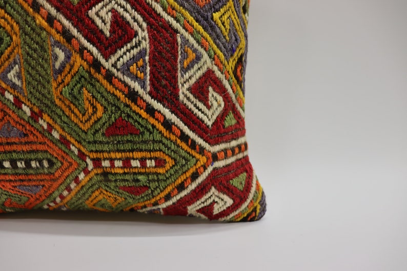 Handwoven Pillow Cushion Cover Vintage Kilim Pillow Kilim Cushion Bohemian Pillow Turk Multicolor Kilim Pillow 16x16inch 40x40cm