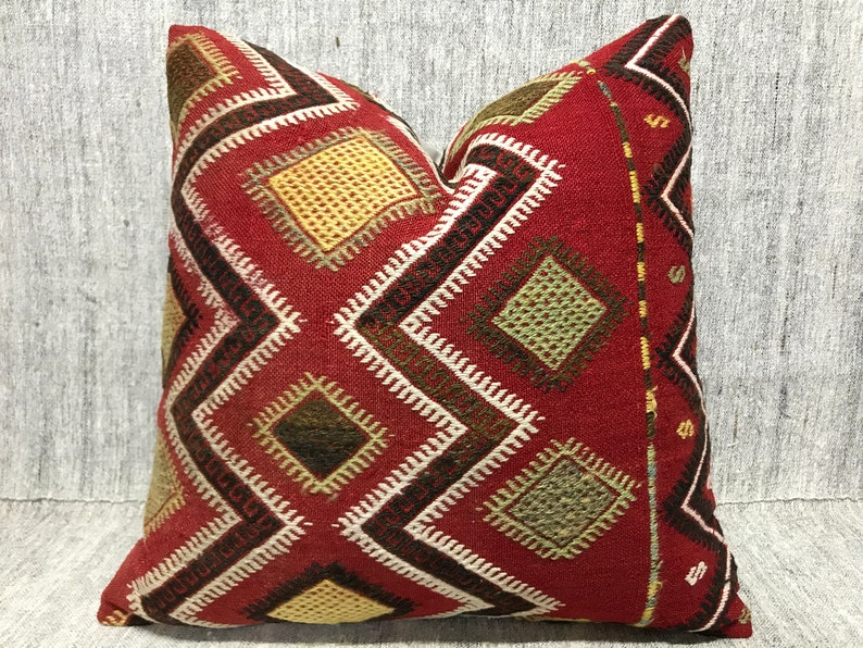 Handmade Unique Pillow Cushion Cover Turkish Kilim Pillow Bohemian 20x20\u0130nches Throw, Kilim Pillow Decorative Pillow Pillow Cover