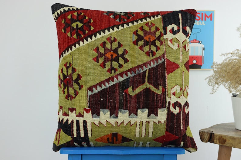 Colorful Pillow Cover Kilim Pillow 20x20inches 50x50cm Cushion Cover Pillow Cover Handmade Turkish Kilim Pillow Bohemian Vintage