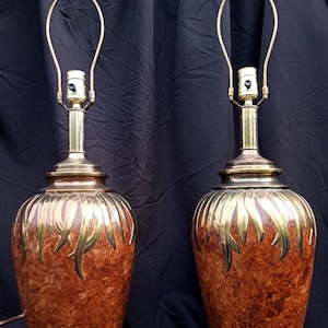 Vtg mcm Falkenstein brass metal lamps 28&quot;