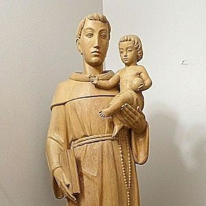 41&quot; large carved wooden Italian Anri era  St. Anthony Padua religious sculpture