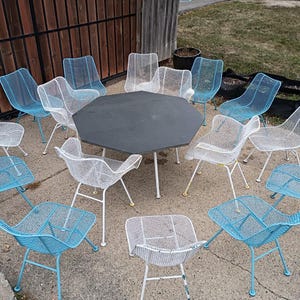 17pc Vtg Sculptura Set Slate Lounge set 16 chair Table  We Deliver Woodard Patio
