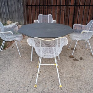 Vtg Sculptura Slate Lounge set 4 armchair chairs Table  We Deliver MCM Patio