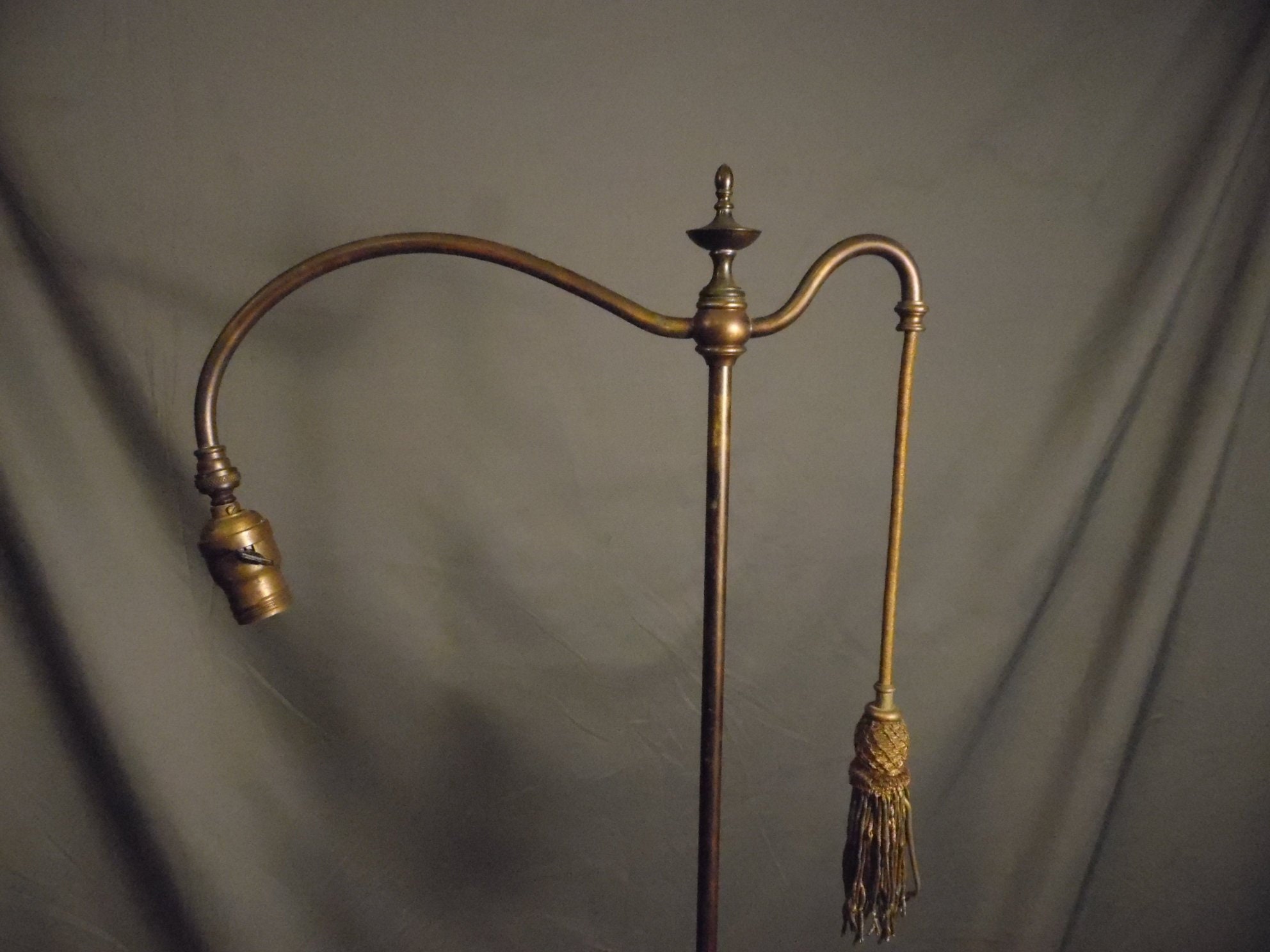 Rare Antique Bronze Cigar Lighter Floor Lamp Adj Height Bridge Circa 1918