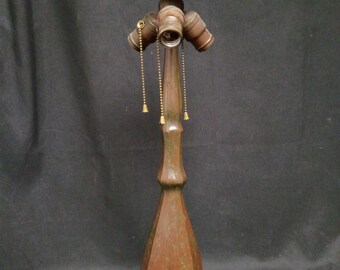Antique 3 socket chinese handel lamp base 24.25" great patina oriental asian