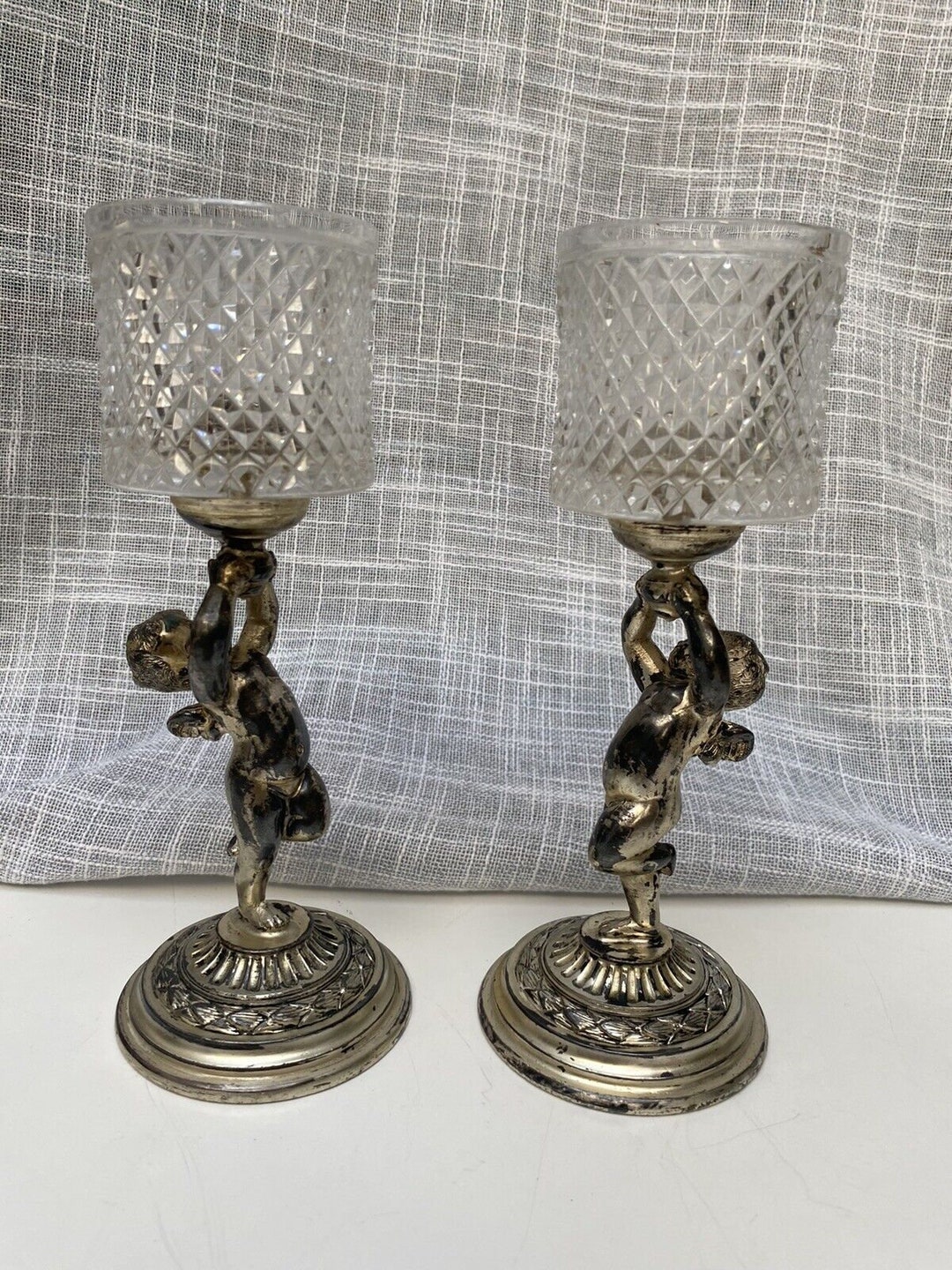 Victorian Toothpick Pair Antique Victorian Pairpoint Silver Plate Figural Cherub Toothpick ...