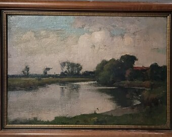 J.c. prowett 1865-1946 scottish  landscape 15 x21.75" atmospheric oil painting
