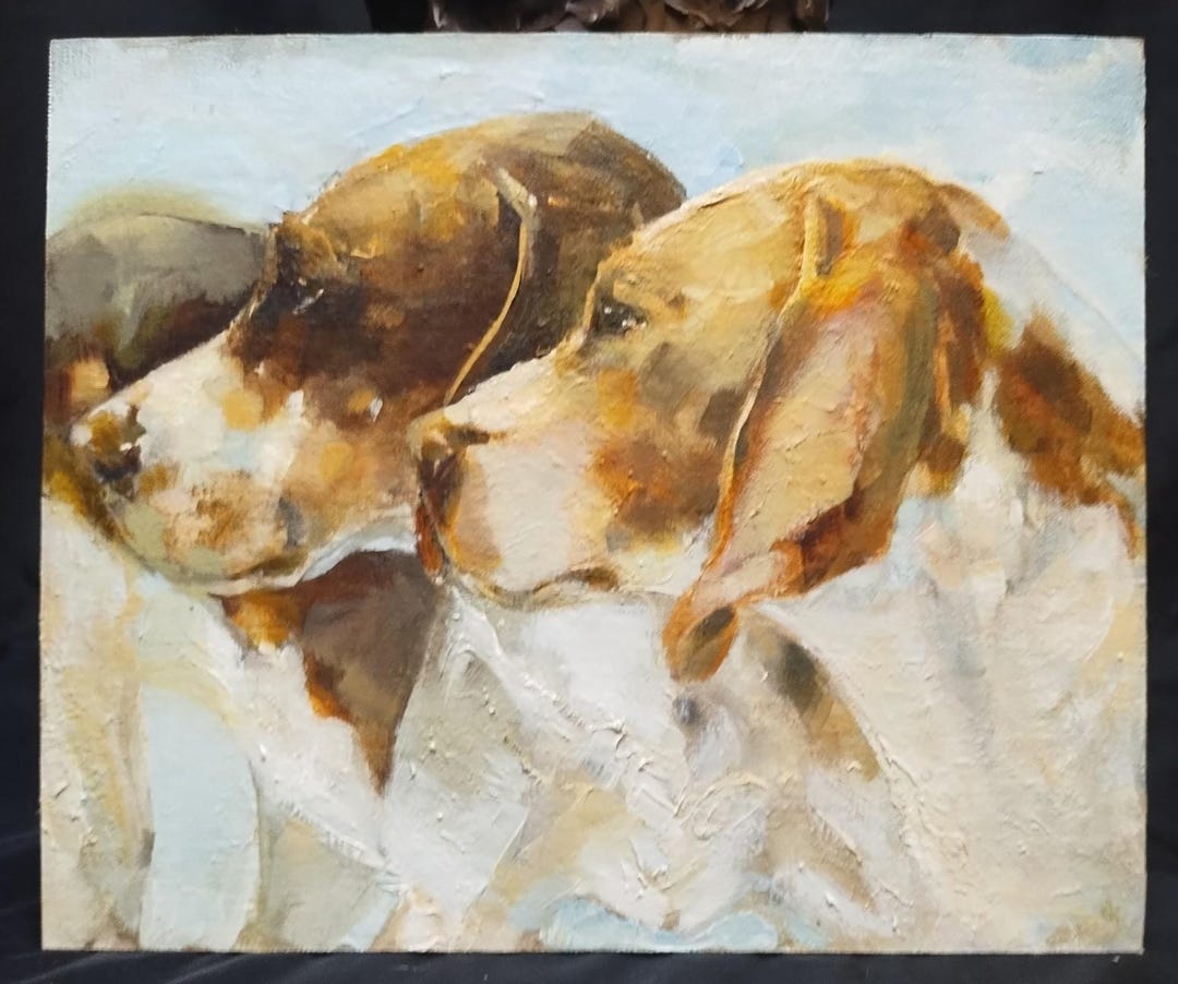 Maureen Riley Artist Oil Painting Beagle Estate Listed Artist Maureen S. Riley MI Sport Dog ...
