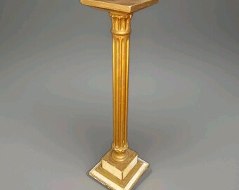 Vtg 36" italian plant stand florentine wood giltwood pedestal column pillar