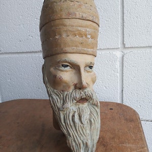 Fine 19th c rod marionette puppet Middle Eastern man carved wood head folk art