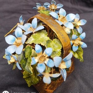 Cartier Vintage Jane Hutcheson Basket Floral Forget-Me-Not Flowers Plata de ley