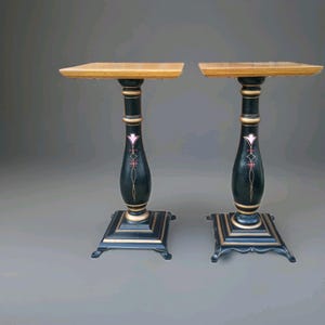 Vintage 35" cast iron slot machine stands oak tops caille or mills prob repaint