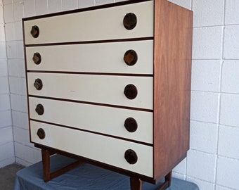 50s Stanley Furniture Spade handle Heritage chest highboy dresser we deliver mcm