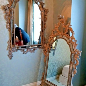 Vtg pair large Italian carved wood mirrors hollywood regency 64x36" we deliver