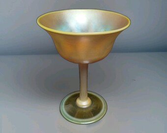 1 antique tiffany favrile lct 1806 goblet signed art glass iridescent
