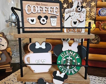 Bibbidi Bobbidi Brew|Coffee Bar Tiered Tray|Disney Coffee Bar Decor|Coffee Bar Sign|Mickey & Minnie Decor|Disney Home Decor|Decor DIY|Disney