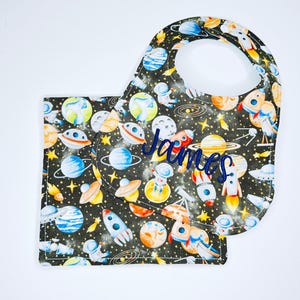 Baby Boy Personalized Bib and Burp Cloths - Baby Boy Shower Gift - Toddler Bib -Blue Elephant Set - Baby Boy Personalize Bandana - Baby Boy