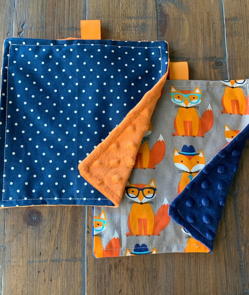 Blankie with Crinkle Noise Sensory Toy Crinkle Lovey Rag Baby Toy Teething Blankie Baby Mini Lovey Car or Stroller Toy