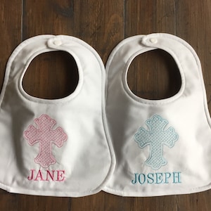 Baptism Baby Bib, Christening Baby Bib, Personalized Bib, Custom Baptism Gift, Handmade Christening Gift, Personalized Christening Bib,