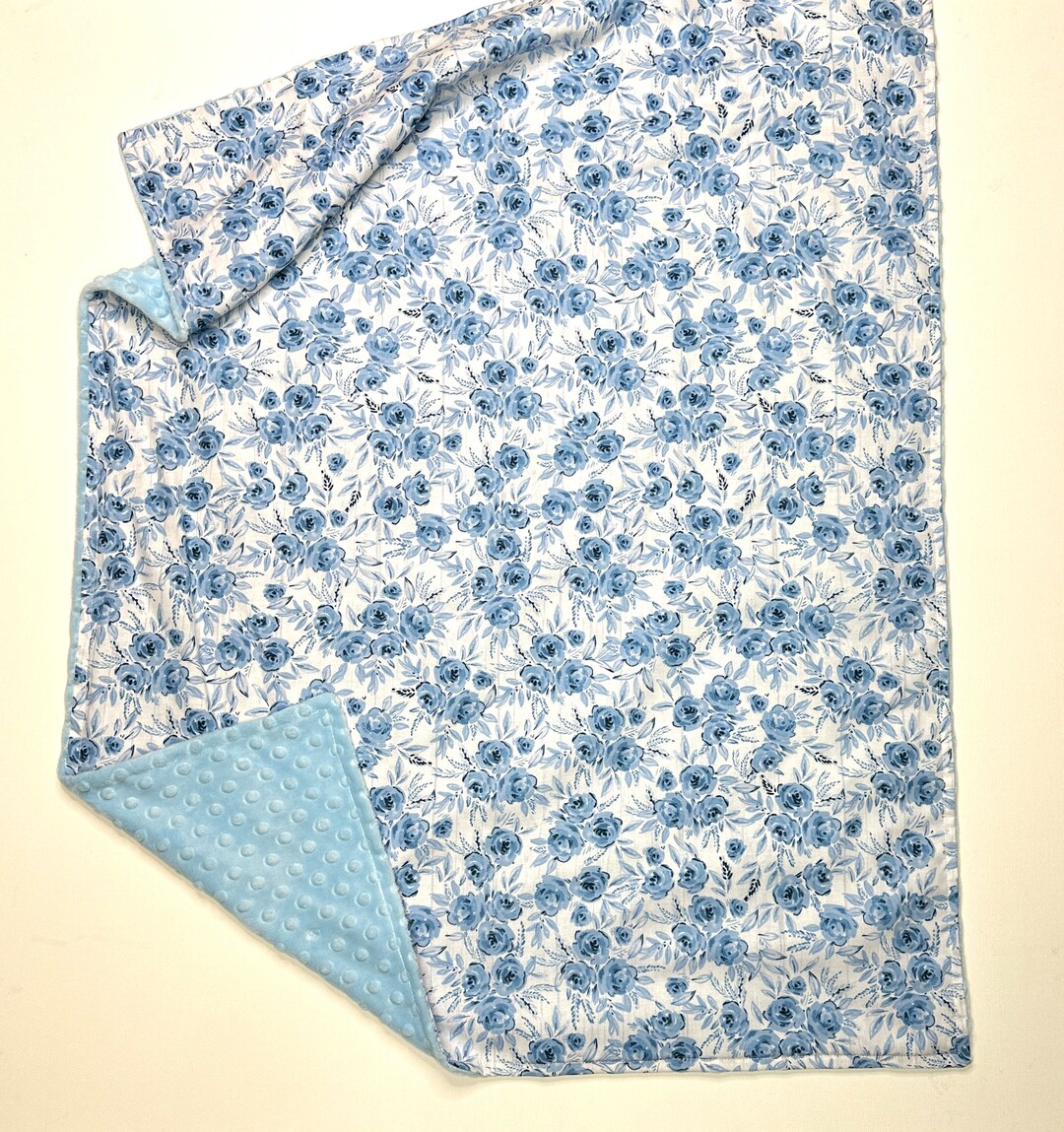Baby Girl Blue Floral Blanket Baby Shower Gift New Baby Girl Blanket
