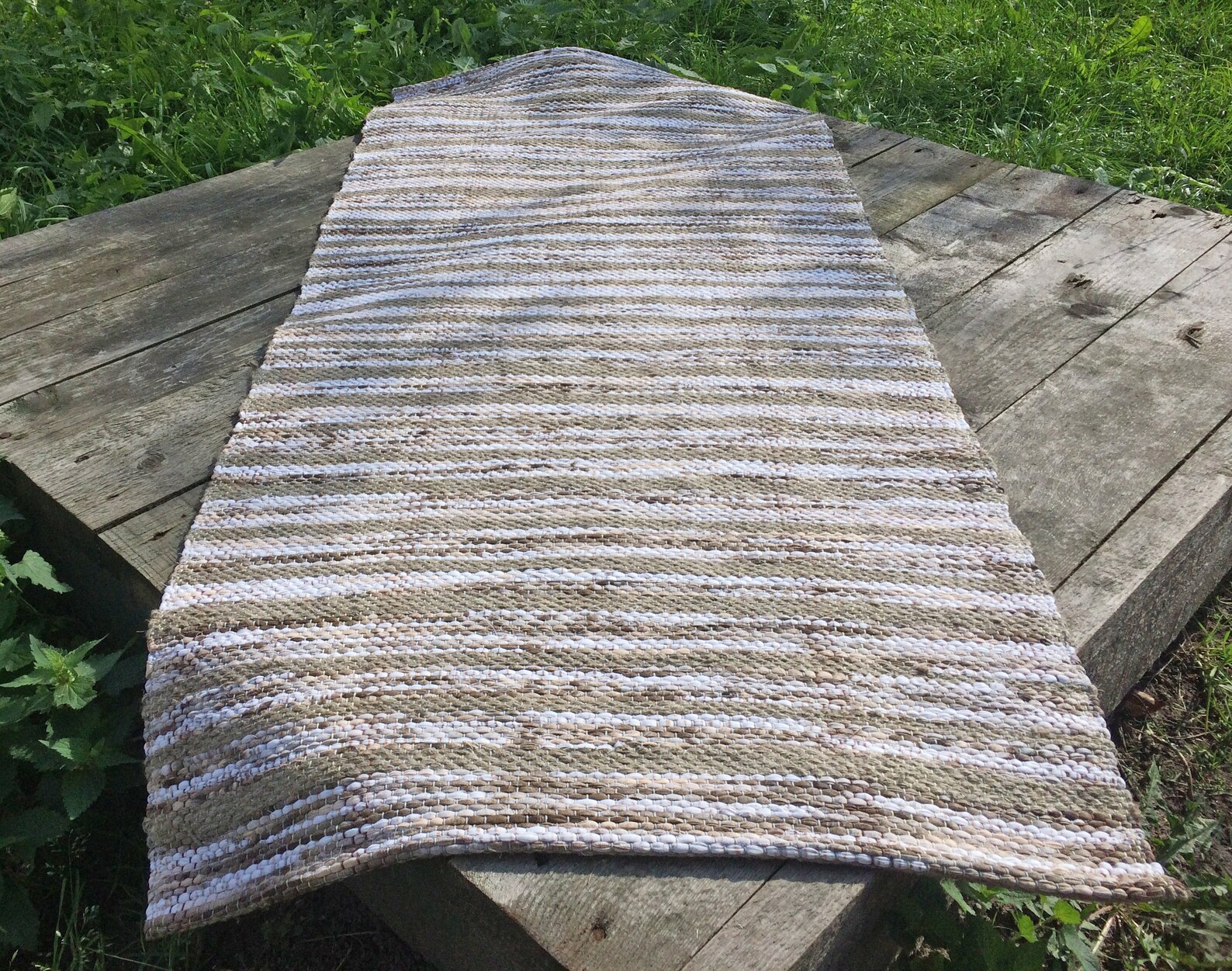Rustic Bath Mat / Natural Fiber Rug / Linen Bath Mat / Etsy