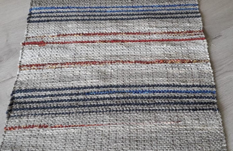 Rustic Bath Mat / Natural Fiber Rug / Linen Bath Mat / Etsy