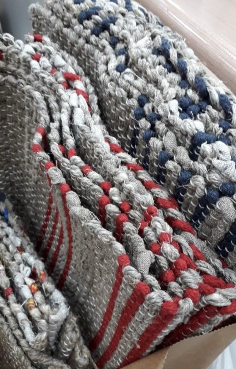 Rustic Bath Mat / Natural Fiber Rug / Linen Bath Mat / Etsy