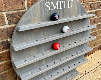 Personalized Round Wooden Golf Ball Display, 12” diameter, Golf Gift