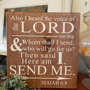 Isaiah 6:8, stained wood sign, Bible verse, scripture, religious sign, Christian wood sign