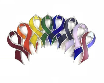 Custom Handmade Stained Glass Awareness Ribbons | Gift Boxed | 3 Sizes